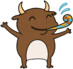 Buwa: face with party horn and party hat